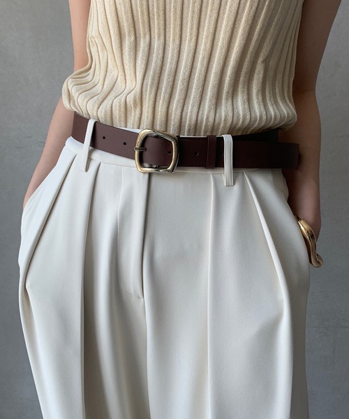 DouDou（ドゥドゥ）の「変形スクエアバックルベルト（ベルト・レディース・ブラック/ブラウン・FREE）」の2枚目の写真