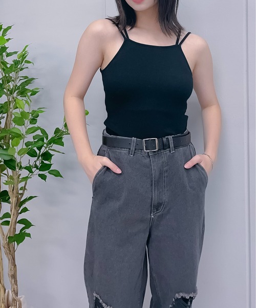 &soiree(アンドソワレ)の「【&soiree】バッククロスカップ付キャミソール(キャミソール・レディース・オフホワイト/ブラック/グリーン・FREE)」の9枚目の写真