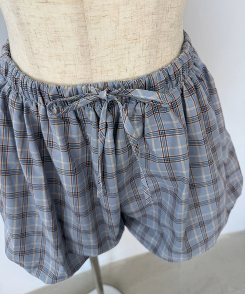 SANSeLF（サンセルフ）の「【SANSeLF】チェックシャツ チェックバルーンショーツ セットアップ saw25a002（セットアップ・レディース・ブルー・FREE）」の4枚目の写真