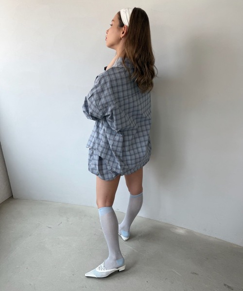 SANSeLF（サンセルフ）の「【SANSeLF】チェックシャツ チェックバルーンショーツ セットアップ saw25a002（セットアップ・レディース・ブルー・FREE）」の13枚目の写真