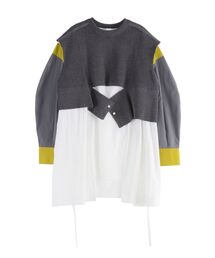 グレー ニットベスト シャツ付き シャツ/ブラウス ニットベスト」に該当するレディースのトップス