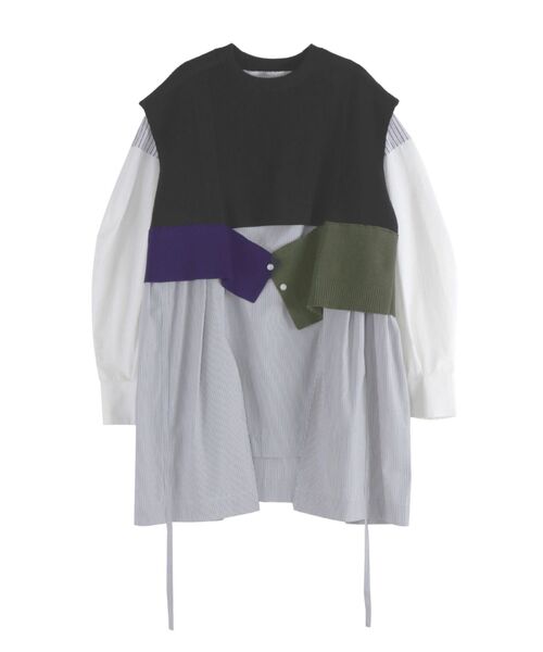 古着 リメイク shirt docking tailored vest KNIT VEST DOCKING SHIRT / ニットベストドッキングシャツ