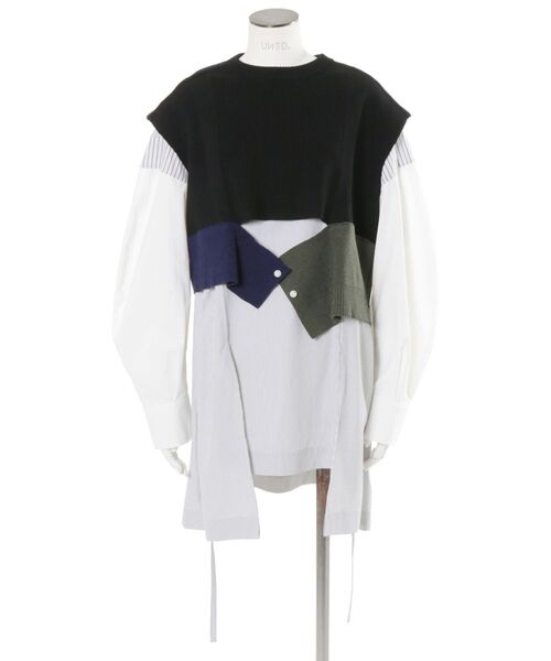 UN3D.（アンスリード）の「KNIT VEST DOCKING SHIRT / ニットベストドッキングシャツ（シャツ/ブラウス・レディース・キャメル/その他1/グレー・38/36）」の5枚目の写真
