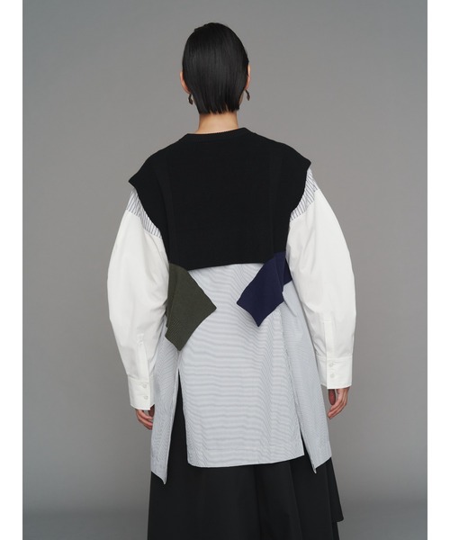 古着 リメイク shirt docking tailored vest Re:make
