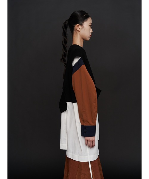 UN3D.（アンスリード）の「KNIT VEST DOCKING SHIRT / ニットベストドッキングシャツ（シャツ/ブラウス・レディース・キャメル/その他1/グレー・38/36）」の17枚目の写真