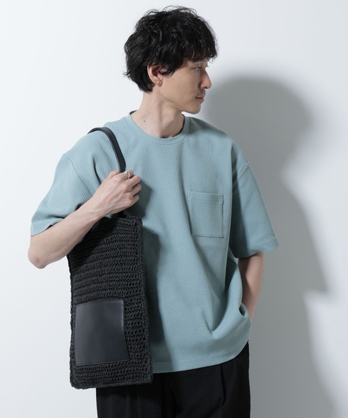 NANO universe（ナノユニバース）の「ドライソフトワッフルTシャツ 半袖（Tシャツ/カットソー・メンズ・グレー/ブラック/ホワイト/ミント・L/M）」の4枚目の写真