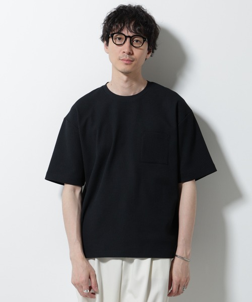 NANO universe（ナノユニバース）の「ドライソフトワッフルTシャツ 半袖（Tシャツ/カットソー・メンズ・グレー/ブラック/ホワイト/ミント・L/M）」の2枚目の写真