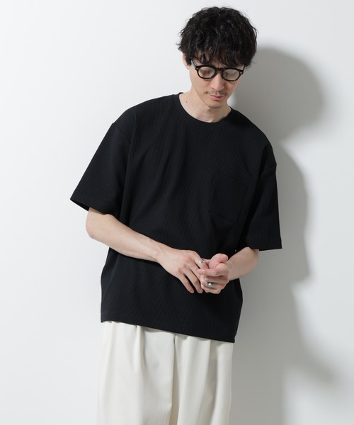 NANO universe（ナノユニバース）の「ドライソフトワッフルTシャツ 半袖（Tシャツ/カットソー・メンズ・グレー/ブラック/ホワイト/ミント・L/M）」の13枚目の写真