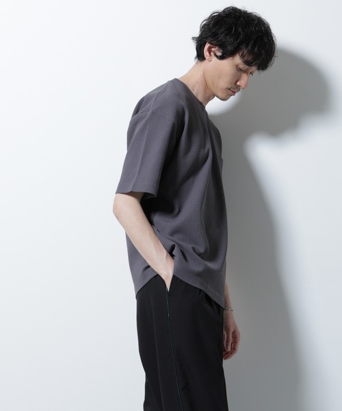 NANO universe（ナノユニバース）の「ドライソフトワッフルTシャツ 半袖（Tシャツ/カットソー・メンズ・グレー/ブラック/ホワイト/ミント・L/M）」の20枚目の写真