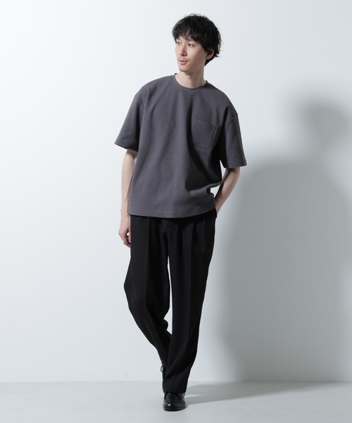 NANO universe（ナノユニバース）の「ドライソフトワッフルTシャツ 半袖（Tシャツ/カットソー・メンズ・グレー/ブラック/ホワイト/ミント・L/M）」の22枚目の写真