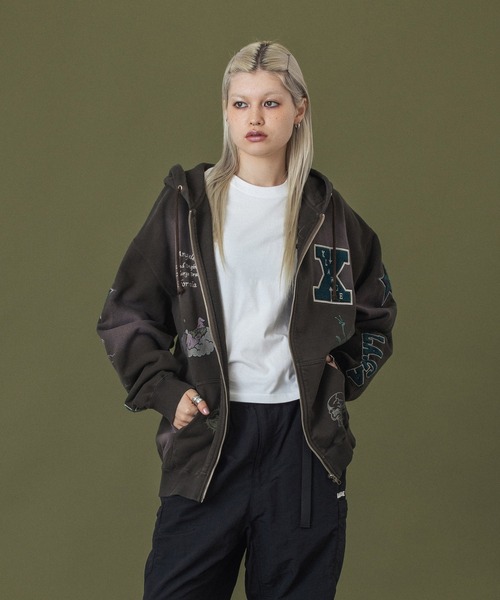 XLARGE（エクストララージ）の「MULTI LOGO ZIP UP HOODED SWEATSHIRT（パーカー・メンズ・ブラック/ブラウン/ネイビー・S/M/L/XL）」の7枚目の写真