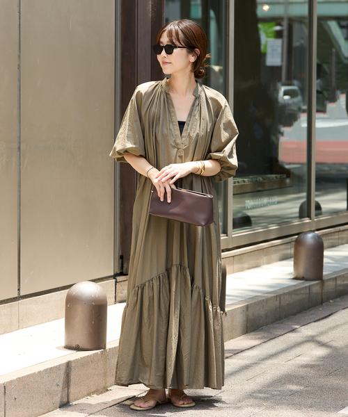 美品* plage ローンフレアワンピース キャメル38 美品* plage ローンフレアワンピース キャメル38 自由区 L