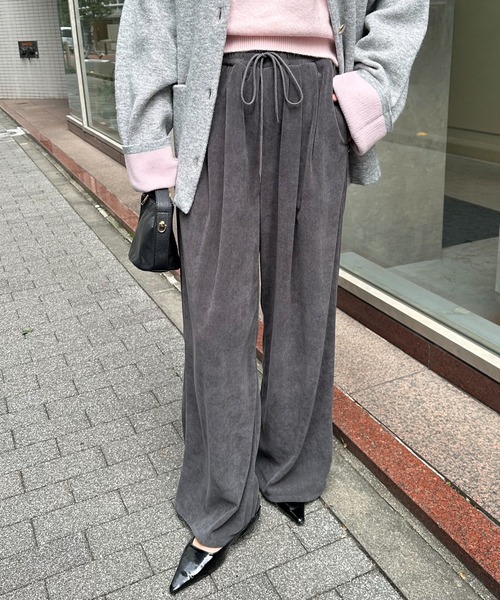 RANAN(ラナン)の「【3サイズ展開】リブ見えタックワイドイージーパンツ(その他パンツ・レディース・アイボリー/ブラック/チャコール・M/L/LL)」の14枚目の写真