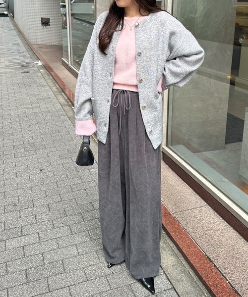 RANAN(ラナン)の「【3サイズ展開】リブ見えタックワイドイージーパンツ(その他パンツ・レディース・アイボリー/ブラック/チャコール・M/L/LL)」の16枚目の写真