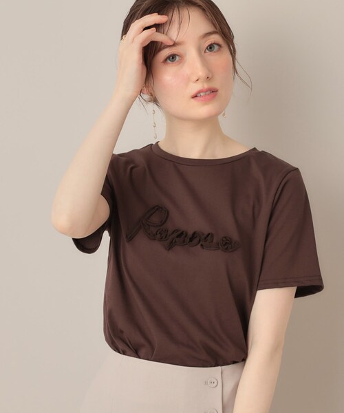 couture brooch(クチュールブローチ)の「テープ刺繍ロゴT(Tシャツ/カットソー・レディース・オフホワイト/ブラウン系その他/ブラック・38/40)」の3枚目の写真