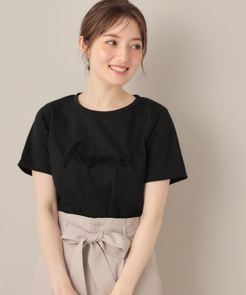 couture brooch(クチュールブローチ)の「テープ刺繍ロゴT(Tシャツ/カットソー・レディース・オフホワイト/ブラウン系その他/ブラック・38/40)」の11枚目の写真