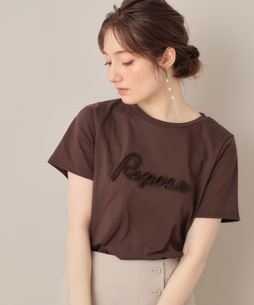 couture brooch(クチュールブローチ)の「テープ刺繍ロゴT(Tシャツ/カットソー・レディース・オフホワイト/ブラウン系その他/ブラック・38/40)」の19枚目の写真