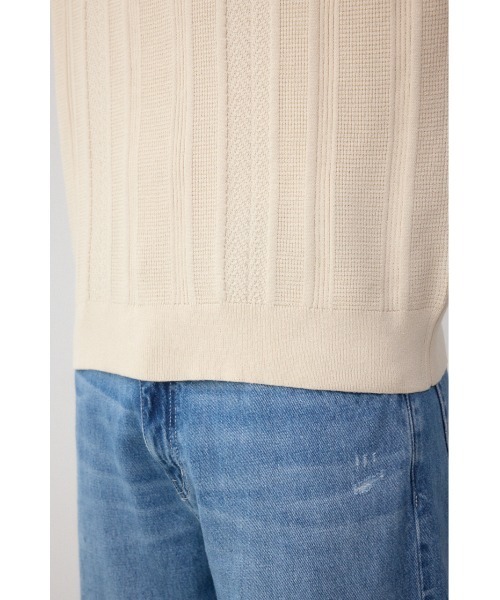 AZUL by moussy(アズールバイマウジー)の「フェイクスウェード切替ニットトップス(ニット/セーター・メンズ・ライトグレー/ブラック/ライトベージュ・FREE)」の7枚目の写真