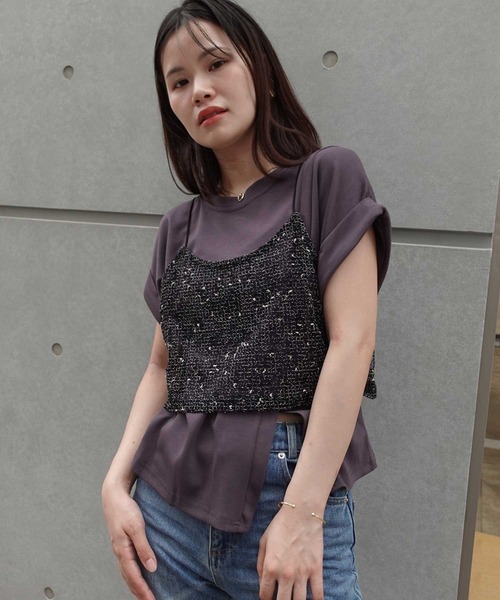 CORNERS(コーナーズ)の「ネップメッシュビスチェ(キャミソール・レディース・アイボリー/ブラック/ベージュ/オレンジ・M)」の12枚目の写真