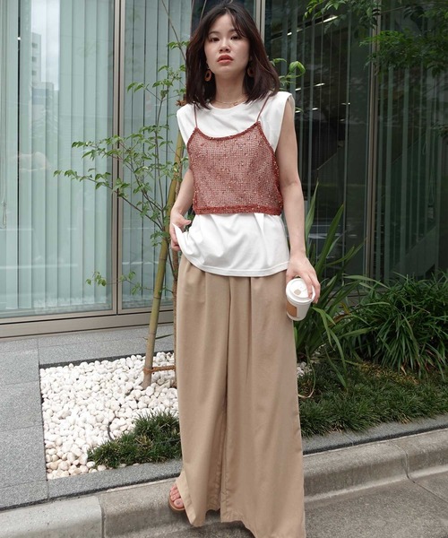 CORNERS(コーナーズ)の「ネップメッシュビスチェ(キャミソール・レディース・アイボリー/ブラック/ベージュ/オレンジ・M)」の15枚目の写真