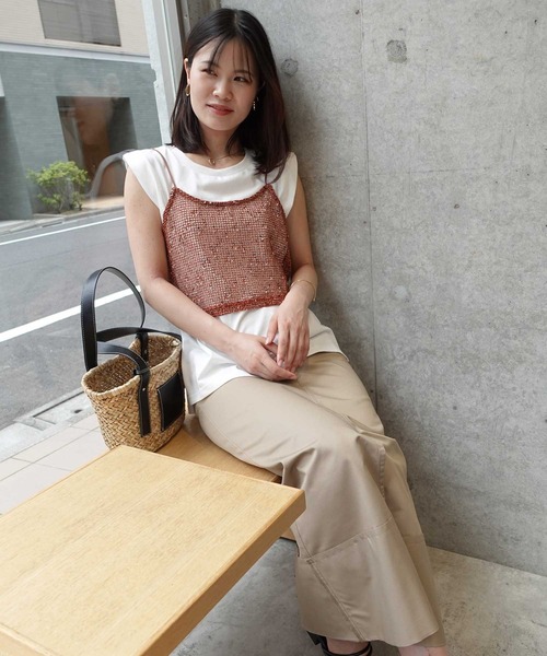 CORNERS(コーナーズ)の「ネップメッシュビスチェ(キャミソール・レディース・アイボリー/ブラック/ベージュ/オレンジ・M)」の18枚目の写真