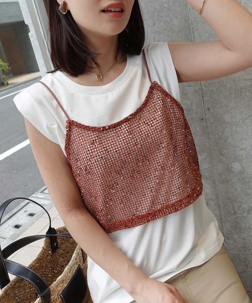 CORNERS(コーナーズ)の「ネップメッシュビスチェ(キャミソール・レディース・アイボリー/ブラック/ベージュ/オレンジ・M)」の19枚目の写真