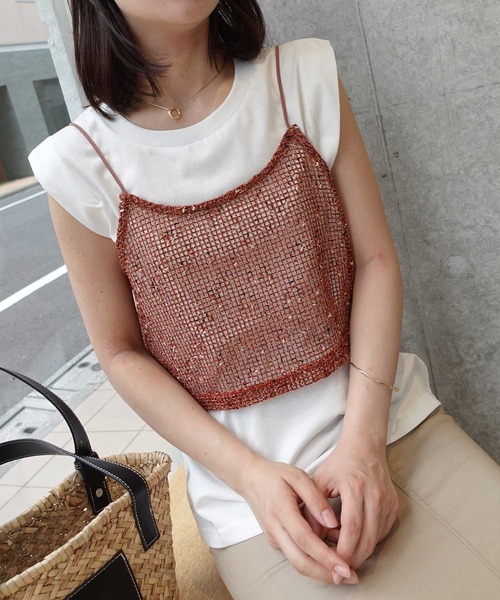 CORNERS(コーナーズ)の「ネップメッシュビスチェ(キャミソール・レディース・アイボリー/ブラック/ベージュ/オレンジ・M)」の21枚目の写真