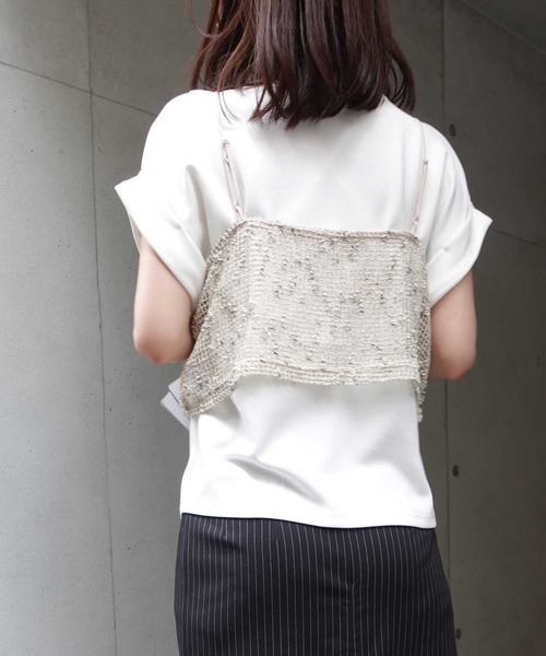 CORNERS(コーナーズ)の「ネップメッシュビスチェ(キャミソール・レディース・アイボリー/ブラック/ベージュ/オレンジ・M)」の14枚目の写真