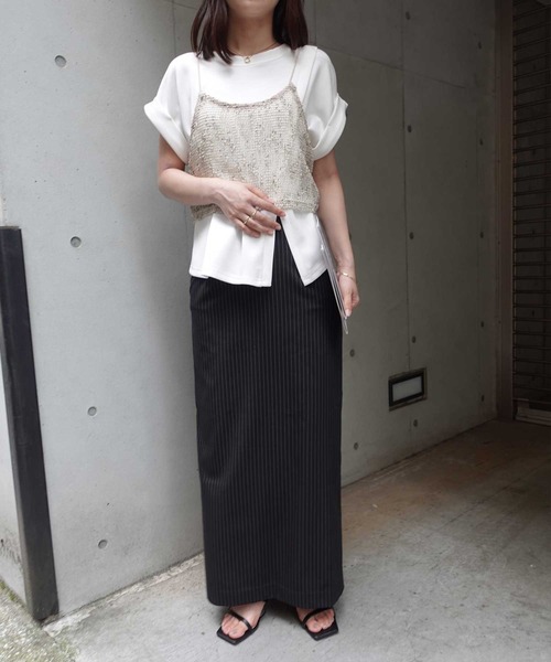 CORNERS(コーナーズ)の「ネップメッシュビスチェ(キャミソール・レディース・アイボリー/ブラック/ベージュ/オレンジ・M)」の15枚目の写真