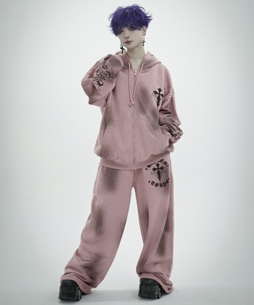 REFLEM(レフレム)の「『REFLEM/レフレム』クロス刺繍スウェットワイドパンツ(スウェットパンツ・レディース・ホワイト/グレー/ブラック×パープル/ピンク/ブラック×ホワイト・FREE)」の19枚目の写真