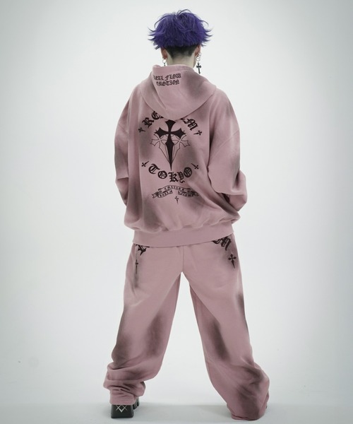 REFLEM(レフレム)の「『REFLEM/レフレム』クロス刺繍スウェットワイドパンツ(スウェットパンツ・レディース・ホワイト/グレー/ブラック×パープル/ピンク/ブラック×ホワイト・FREE)」の21枚目の写真