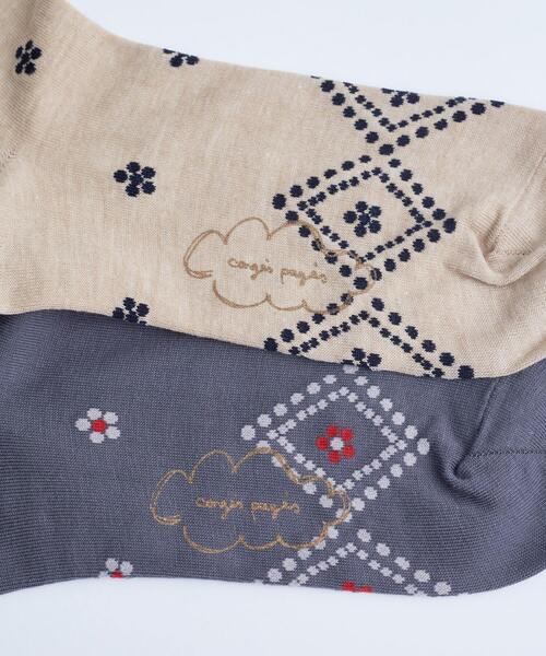 conges payes ADIEU TRISTESSE(コンジェ ペイエ アデュートリステス)の「ドット格子柄ソックス(ソックス/靴下・レディース・チャコールグレー/ベージュ系その他・FREE)」の9枚目の写真