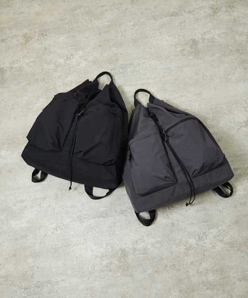 SLOW（スロウ）の「SLOW スロウ / Span nylon draw string day pack 撥水スパンナイロンドローストリングデイパック リュックサック / 586S127P（バックパック/リュック・メンズ・グレー/ブラック・FREE）」の10枚目の写真