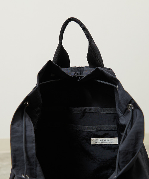 SLOW（スロウ）の「SLOW スロウ / Span nylon draw string day pack 撥水スパンナイロンドローストリングデイパック リュックサック / 586S127P（バックパック/リュック・メンズ・グレー/ブラック・FREE）」の20枚目の写真