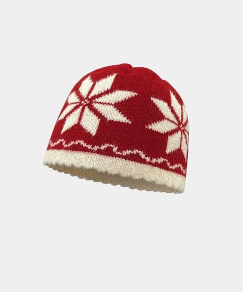 c.u.l（シーユーエル）の「ノルディック柄 ニットキャップ 帽子 cula1245（ニットキャップ/ビーニー・レディース・ブラック/グレー/ベージュ/レッド・FREE）」の8枚目の写真