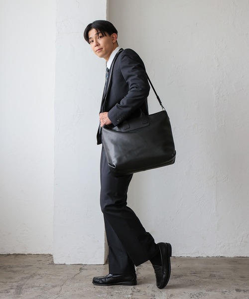 VitaFelice（ヴィータフェリーチェ）の「本革2WAYトートバッグ（仕切りポケット付き）（トートバッグ・メンズ・ブラック・FREE）」の14枚目の写真