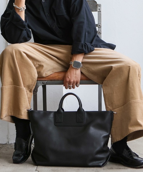 VitaFelice（ヴィータフェリーチェ）の「本革2WAYトートバッグ（仕切りポケット付き）（トートバッグ・メンズ・ブラック・FREE）」の16枚目の写真