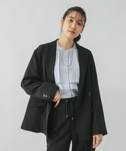 【最終価格！】新品⭐GLOBAL WORK　ウツクシルエット　撥水　ブラック セール】ウツクシルエットWクロスジャケット/572240（テーラード