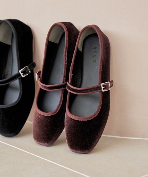 ベロアメリージェーンフラットシューズ（バレエシューズ）｜coen