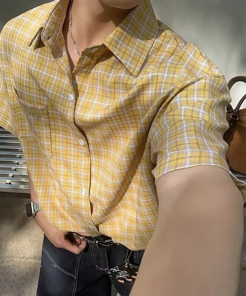 MGV(エムジーヴィー)の「ストリートチェックシャツ(シャツ/ブラウス・メンズ・ブルー/イエロー・MEDIUM/LARGE/X-LARGE)」の5枚目の写真