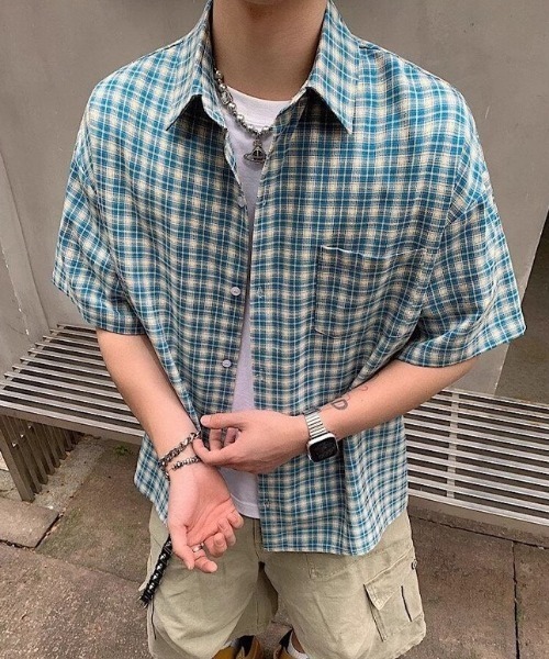 MGV(エムジーヴィー)の「ストリートチェックシャツ(シャツ/ブラウス・メンズ・ブルー/イエロー・MEDIUM/LARGE/X-LARGE)」の4枚目の写真