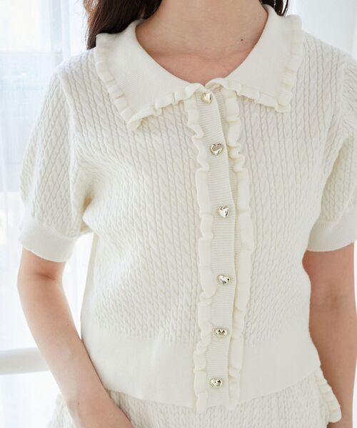 MAJESTIC LEGON(マジェスティックレゴン)の「ミニケーブルフリルニットカーデ(カーディガン/ボレロ・レディース・ネイビー/ブラウン/グレー/アイボリー・MEDIUM)」の12枚目の写真