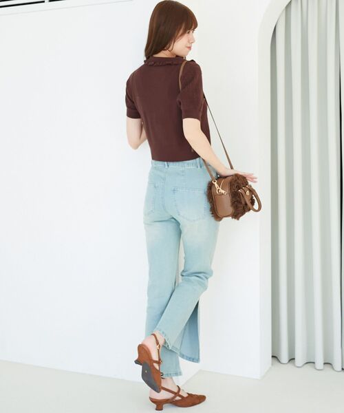 MAJESTIC LEGON(マジェスティックレゴン)の「ミニケーブルフリルニットカーデ(カーディガン/ボレロ・レディース・ネイビー/ブラウン/グレー/アイボリー・MEDIUM)」の18枚目の写真