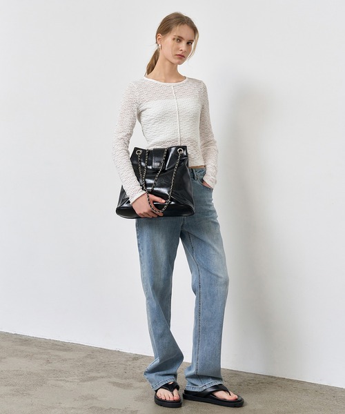 GENERAL IDEA（ジェネラルアイデア）の「GENERAL IDEA/ジェネラルアイディア lace pintuck long sleeve t-shirts カットソー（Tシャツ/カットソー・レディース・ブラック/クリーム/ホワイト・S/M/L）」の11枚目の写真