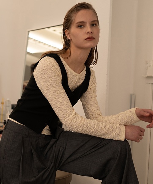GENERAL IDEA（ジェネラルアイデア）の「GENERAL IDEA/ジェネラルアイディア lace pintuck long sleeve t-shirts カットソー（Tシャツ/カットソー・レディース・ブラック/クリーム/ホワイト・S/M/L）」の6枚目の写真