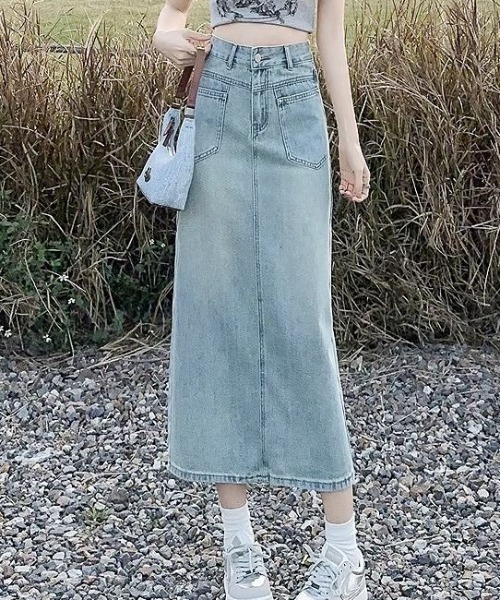 cammie(キャミー)の「ミディ丈Aラインデニムスカート(スカート・レディース・ブルー・MEDIUM/LARGE)」の2枚目の写真