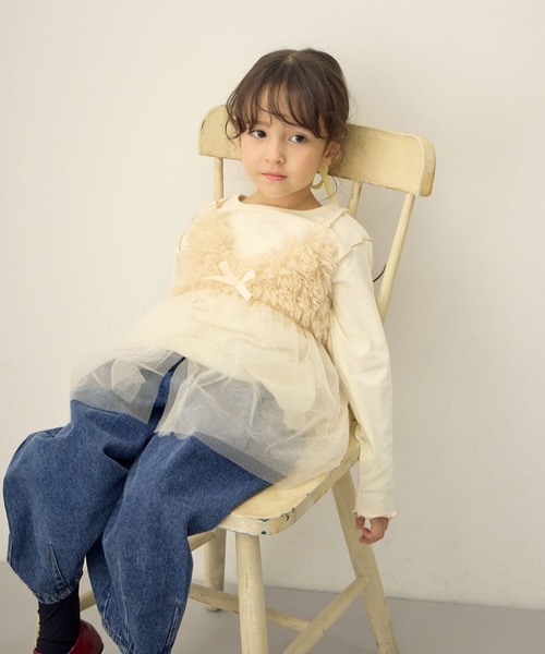 Piet（ピエット）の「【2点セット】メロウT×プードルファービスチェ セット（Tシャツ/カットソー・キッズ・オフホワイト/チャコールグレー・100/110/120/130）」の9枚目の写真