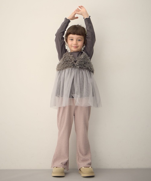 Piet（ピエット）の「【2点セット】メロウT×プードルファービスチェ セット（Tシャツ/カットソー・キッズ・オフホワイト/チャコールグレー・100/110/120/130）」の14枚目の写真