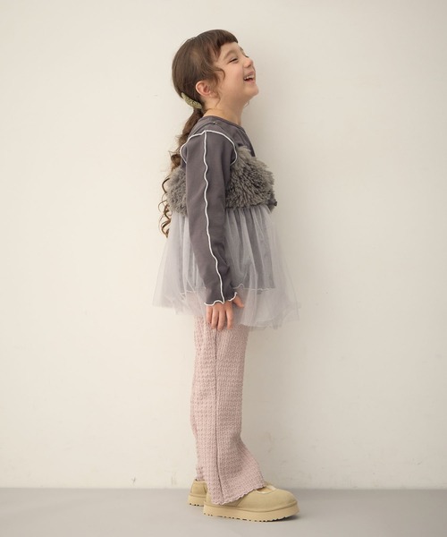 Piet（ピエット）の「【2点セット】メロウT×プードルファービスチェ セット（Tシャツ/カットソー・キッズ・オフホワイト/チャコールグレー・100/110/120/130）」の15枚目の写真