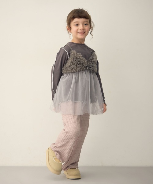 Piet（ピエット）の「【2点セット】メロウT×プードルファービスチェ セット（Tシャツ/カットソー・キッズ・オフホワイト/チャコールグレー・100/110/120/130）」の17枚目の写真